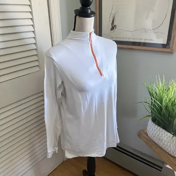 The Tailored Sportsman Top Womens Large White 1/4 Zip Pullover Equestrian Riding - Picture 2 of 8